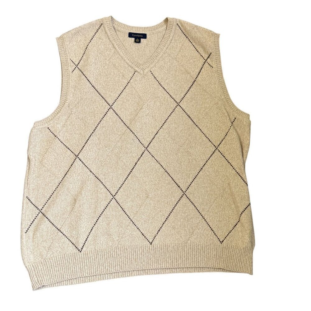 Club room men's sweater Vest 100% Cotton size L made in Korea